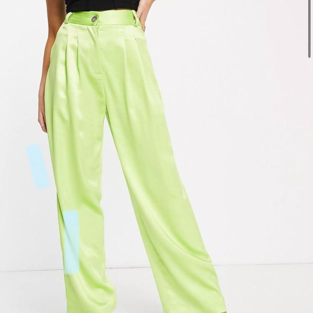 River Island Wide Leg Lime Green Pants